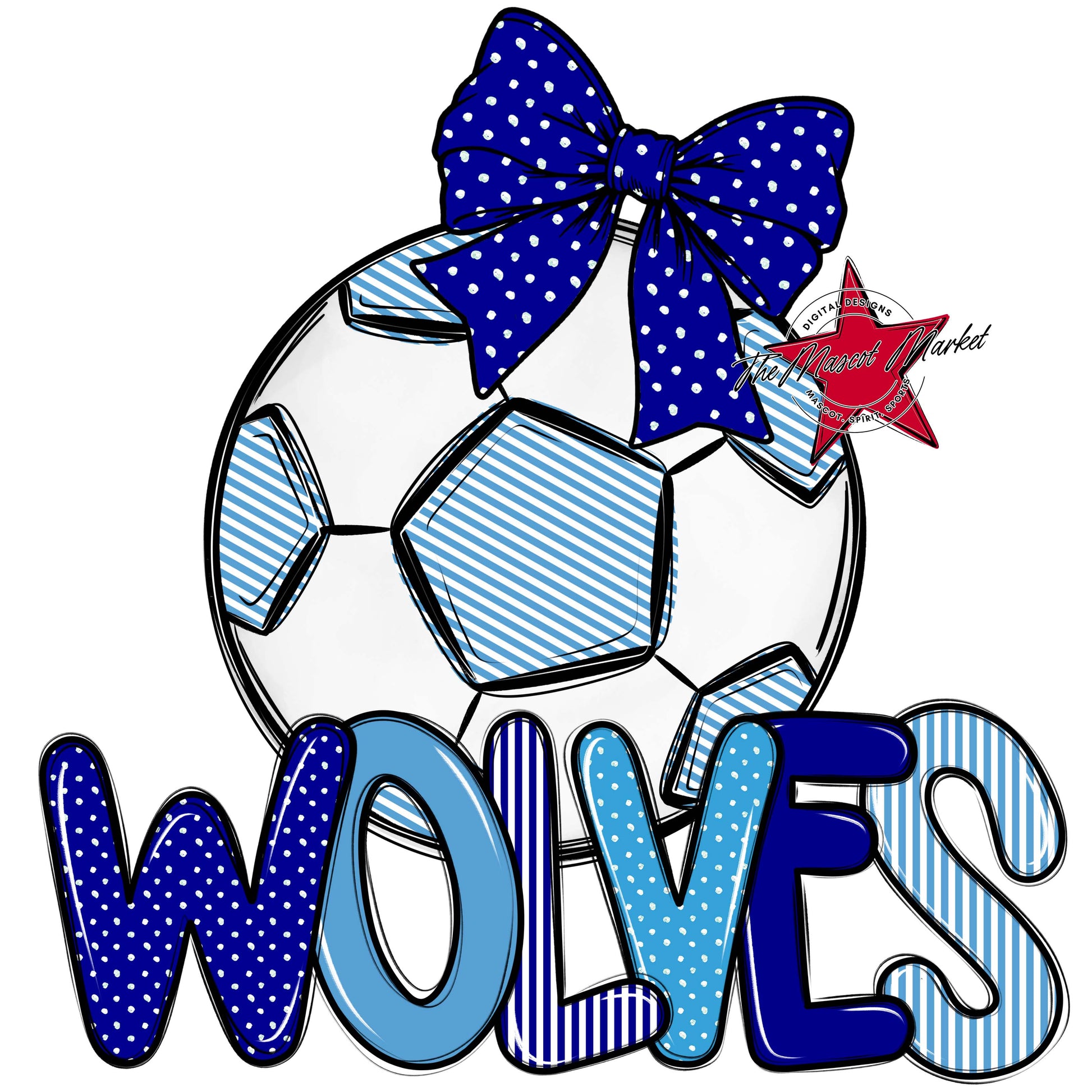 Wolves Soccer Spirit Design-Blue & Carolina Blue