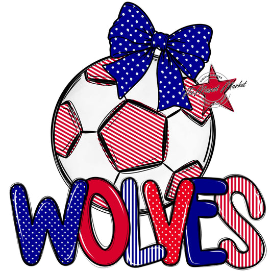 Wolves Soccer Spirit Design-Blue & Red