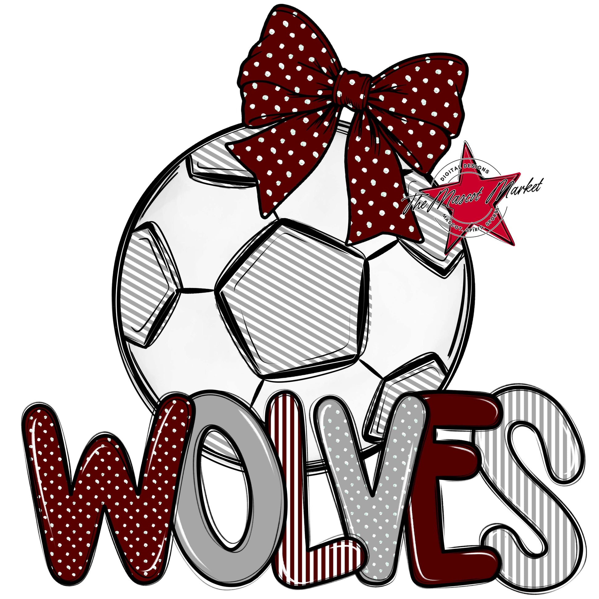 Wolves Soccer Spirit Design-Maroon & Grey