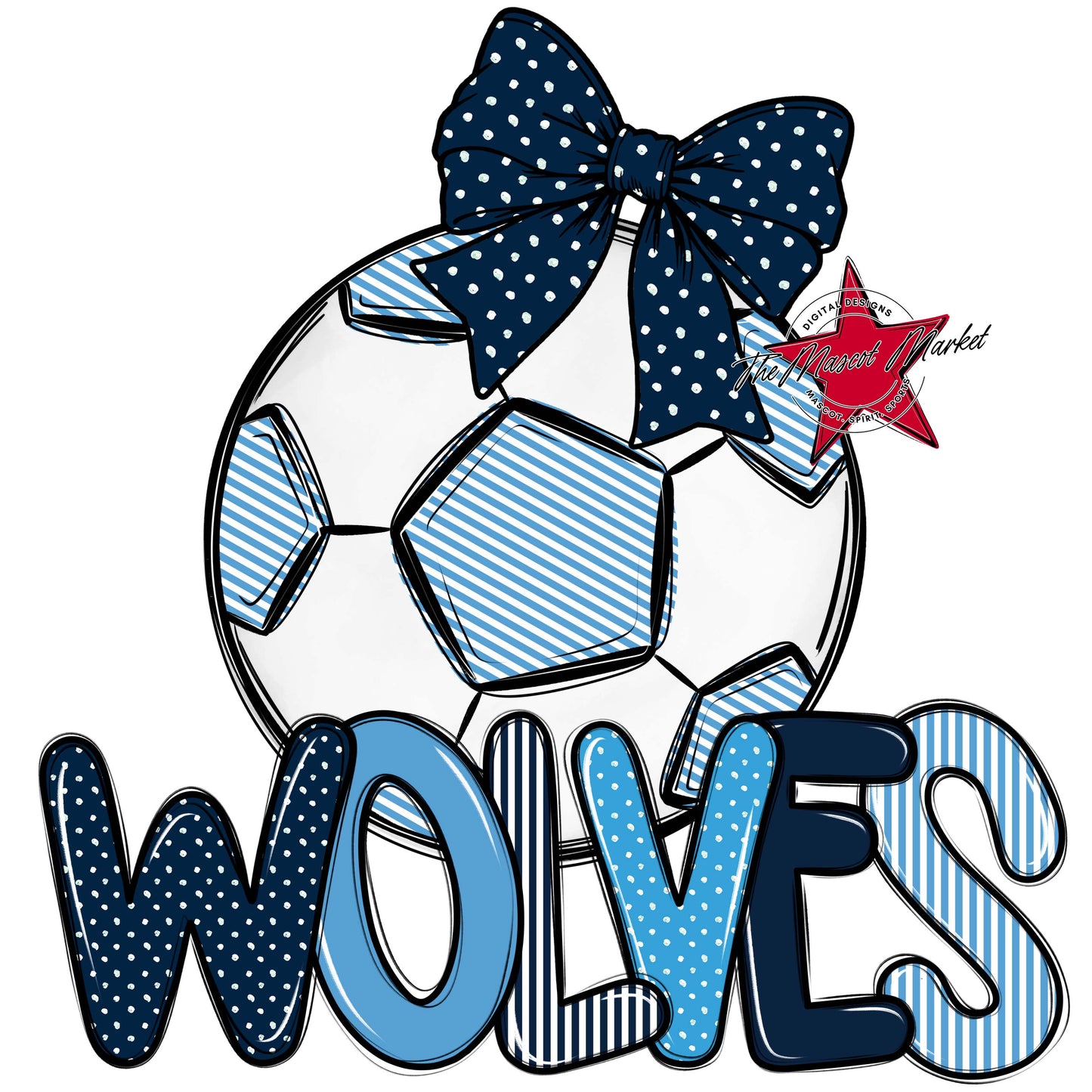 Wolves Soccer Spirit Design-Navy & Carolina Blue