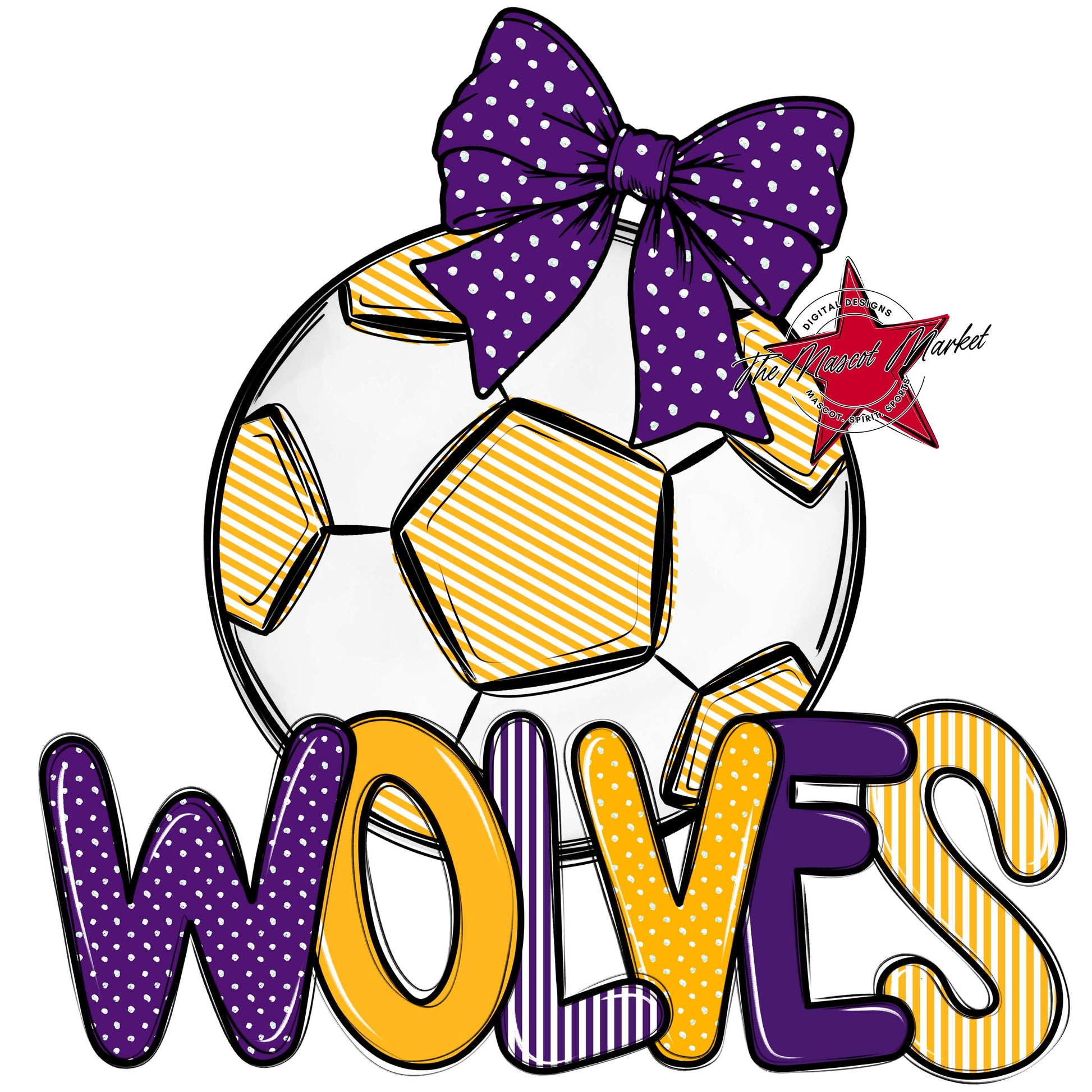 Wolves Soccer Spirit Design-Purple & Yellow
