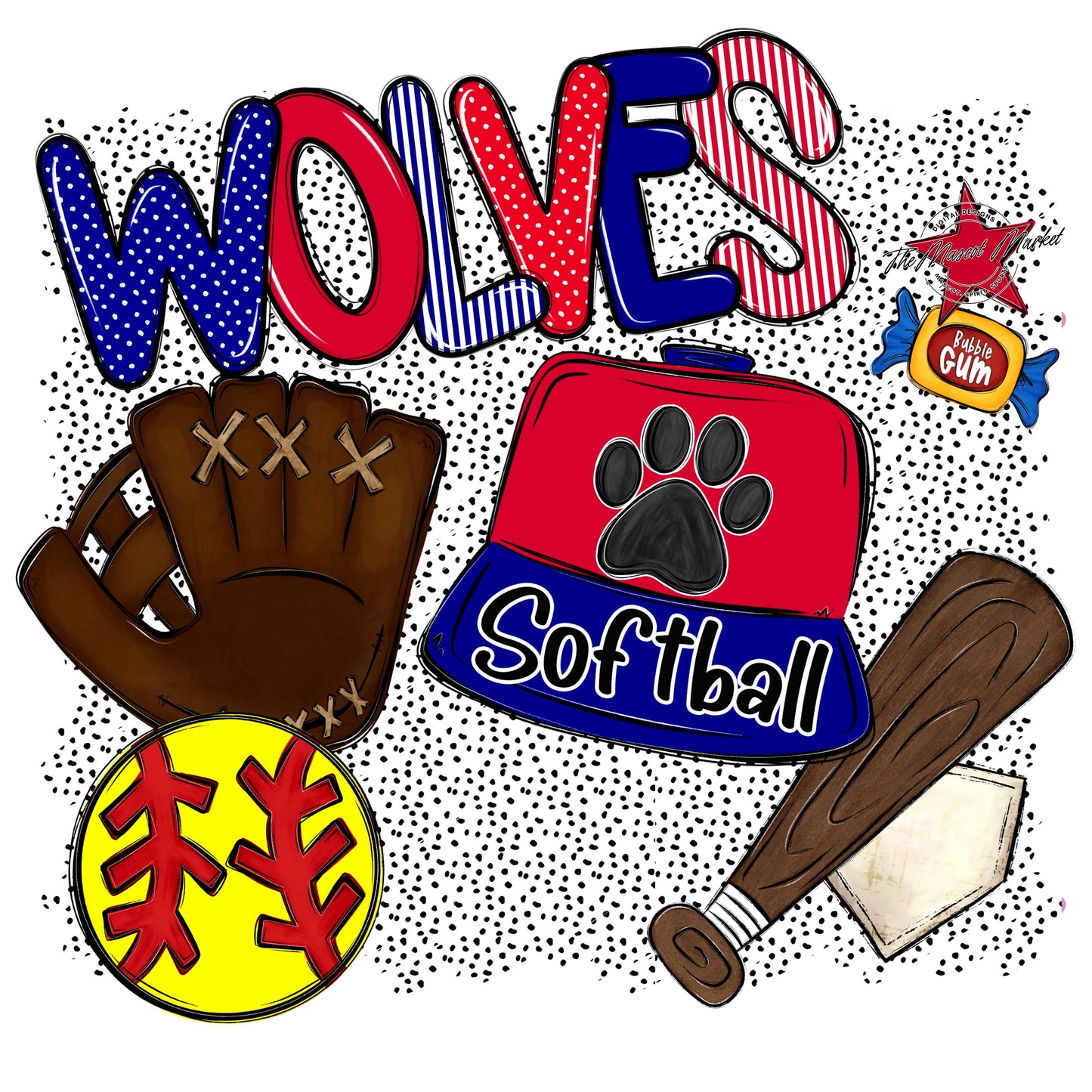 Wolves Softball Spirit-Blue & Red