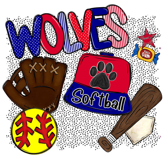 Wolves Softball Spirit-Blue & Red