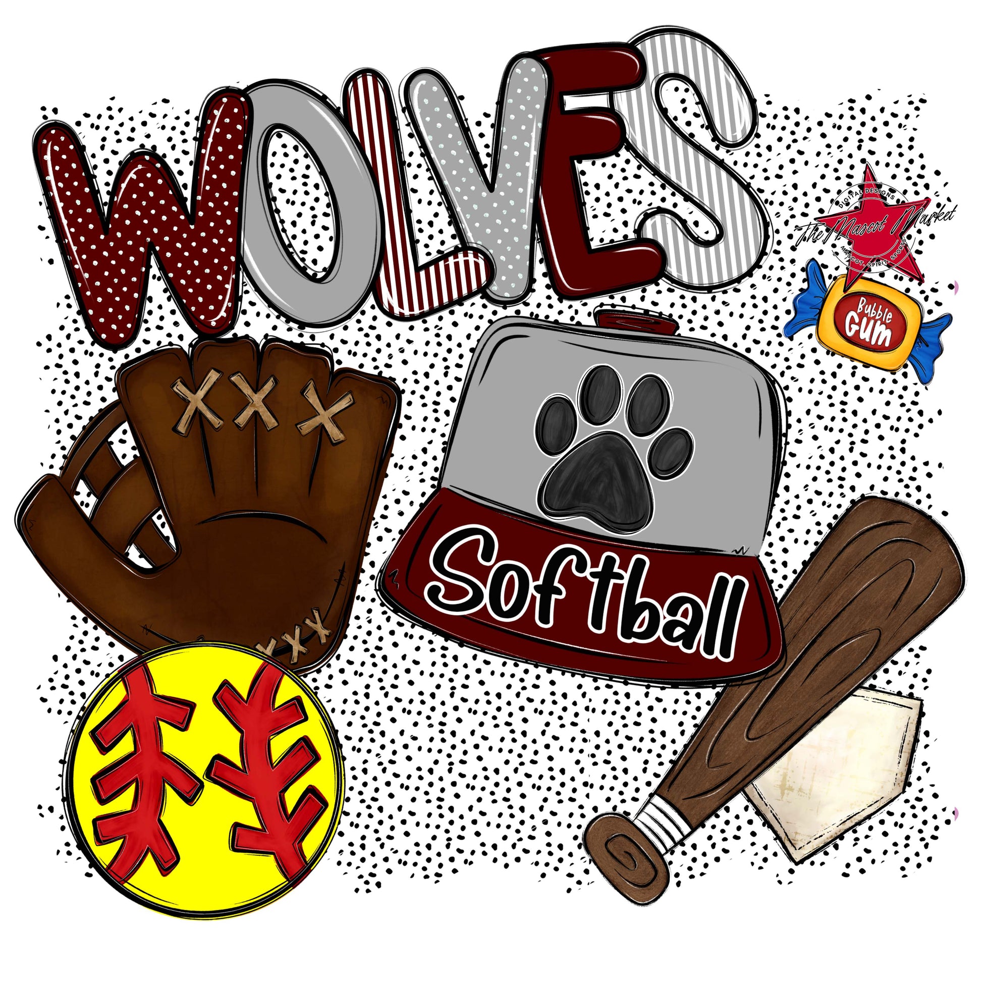 Wolves Softball Spirit-Maroon & Grey