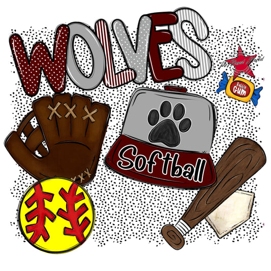 Wolves Softball Spirit-Maroon & Grey