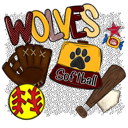 Wolves Softball Spirit-Maroon & Yellow