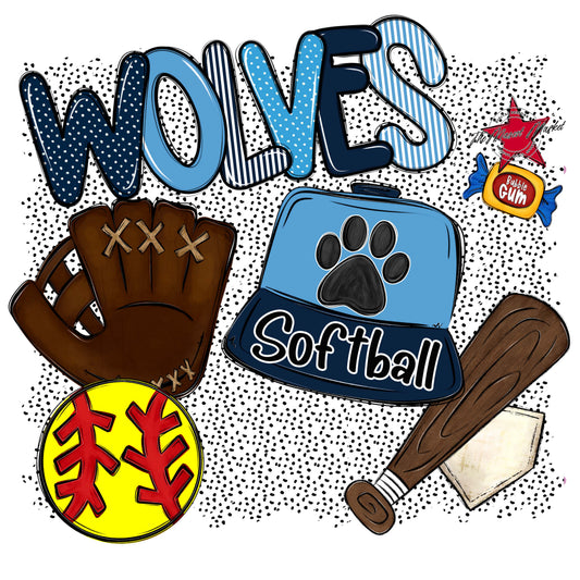 Wolves Softball Spirit-Navy & Carolina Blue