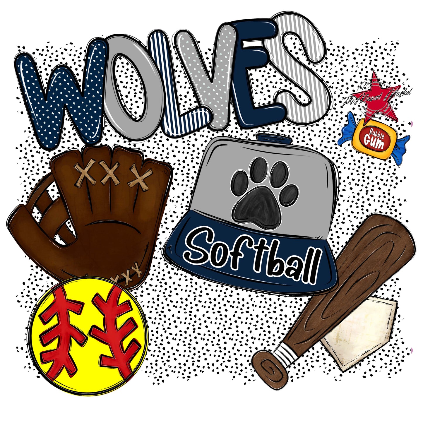 Wolves Softball Spirit-Navy & Grey