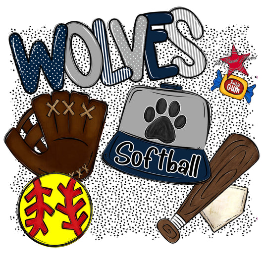 Wolves Softball Spirit-Navy & Grey