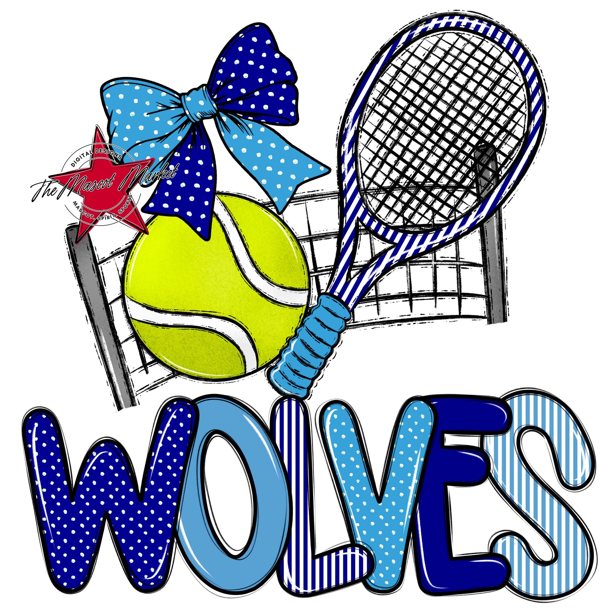 Wolves Tennis Spirit Design-Blue & Carolina Blue