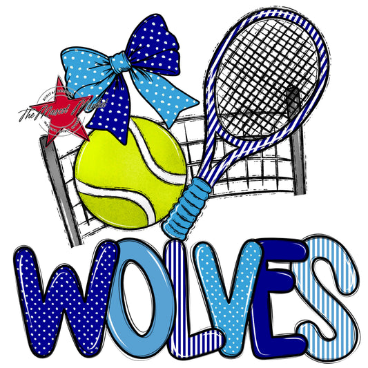 Wolves Tennis Spirit Design-Blue & Carolina Blue