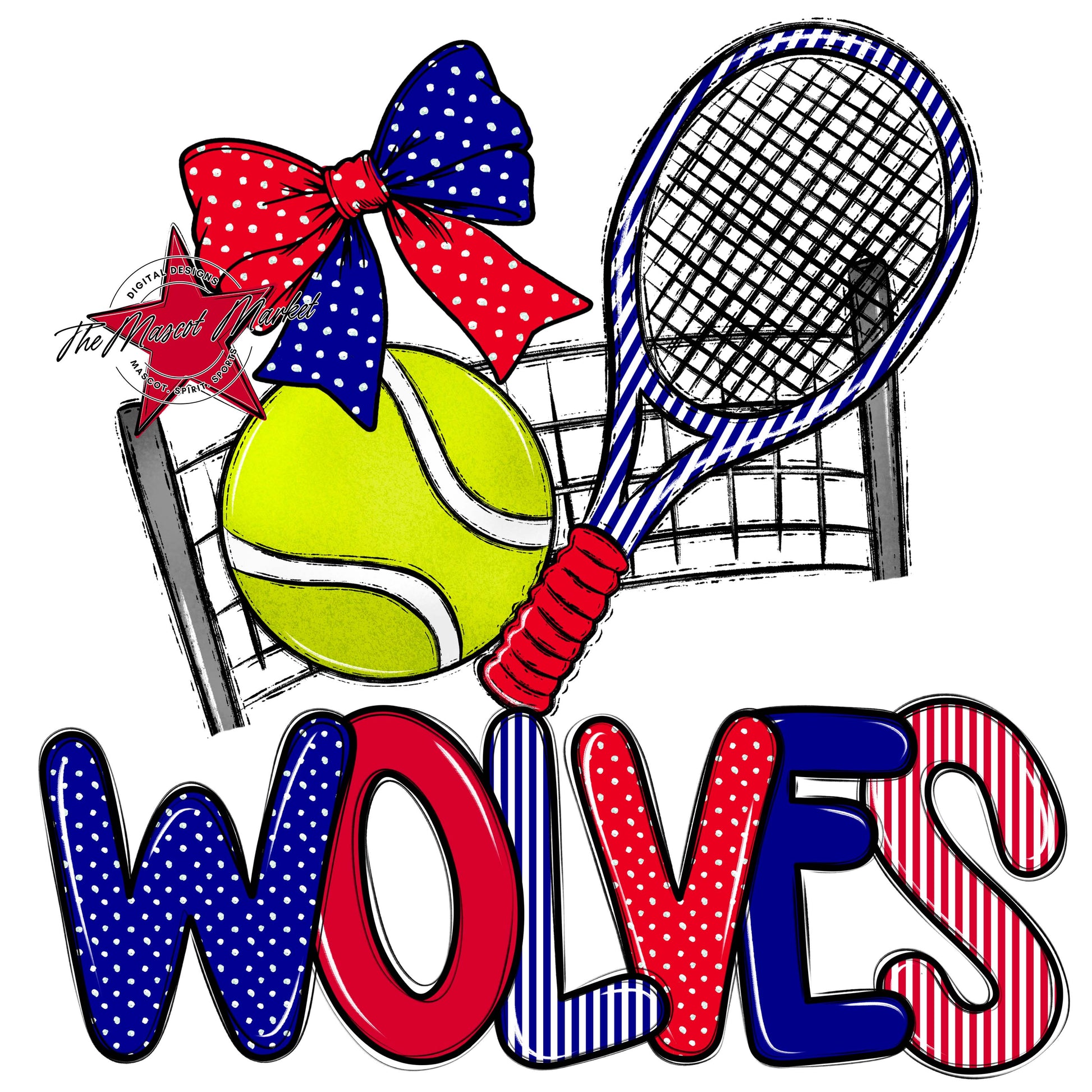 Wolves Tennis Spirit Design-Blue & Red