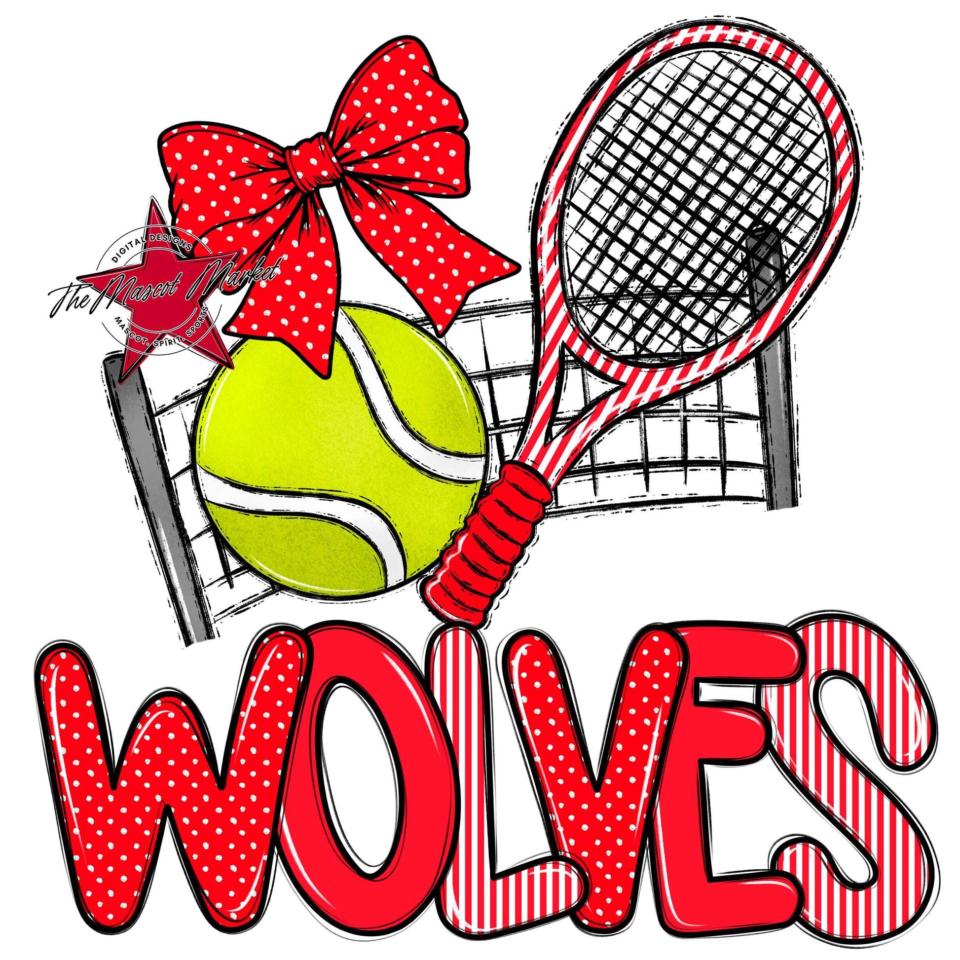 Wolves Tennis Spirit Design-Bright Red