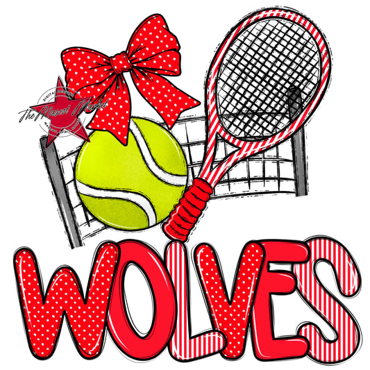 Wolves Tennis Spirit Design-Bright Red