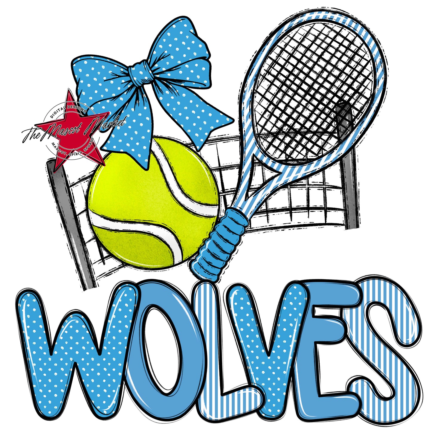 Wolves Tennis Spirit Design-Carolina Blue