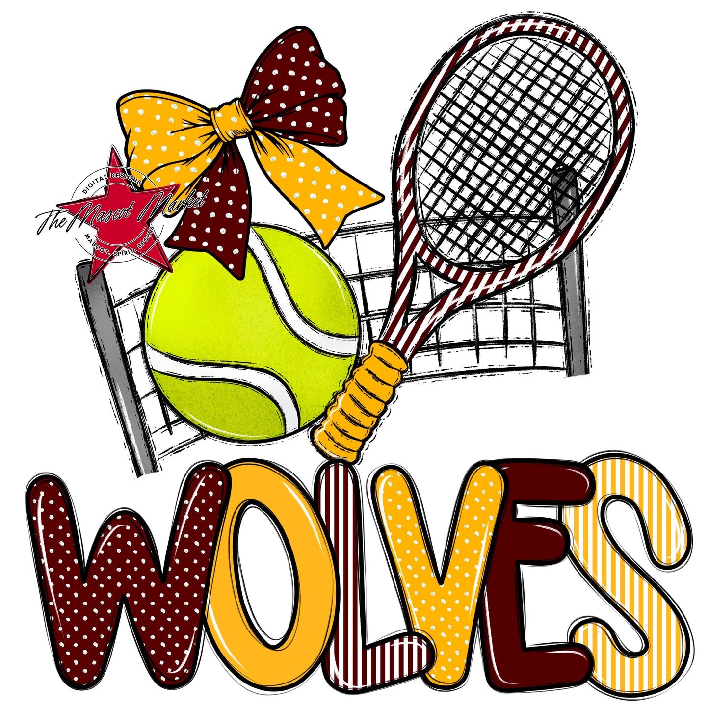 Wolves Tennis Spirit Design-Maroon & Yellow