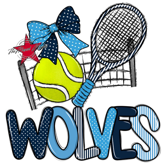 Wolves Tennis Spirit Design-Navy & Carolina Blue