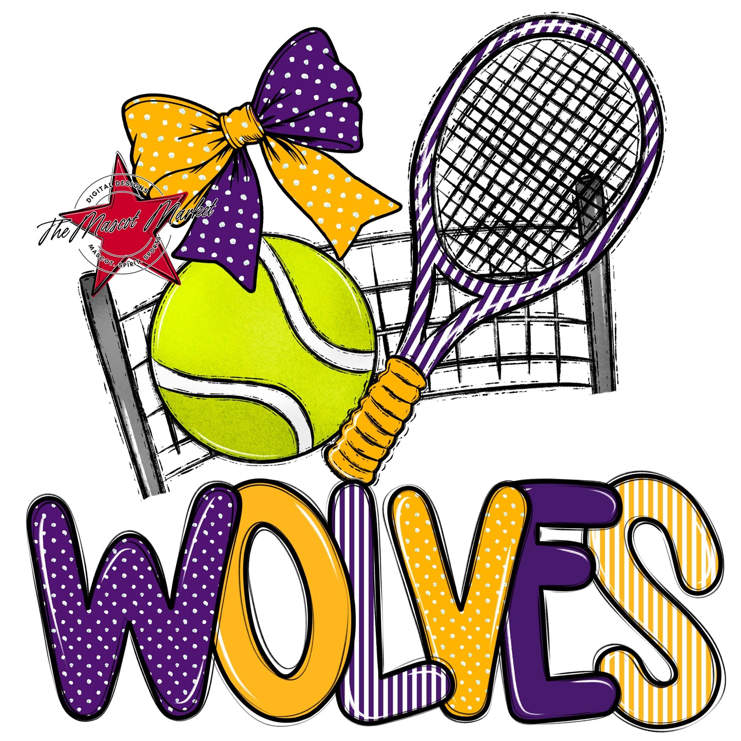 Wolves Tennis Spirit Design-Purple & Yellow