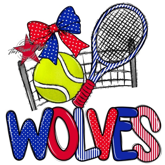 Wolves Tennis Spirit Design-Royal Blue & Red