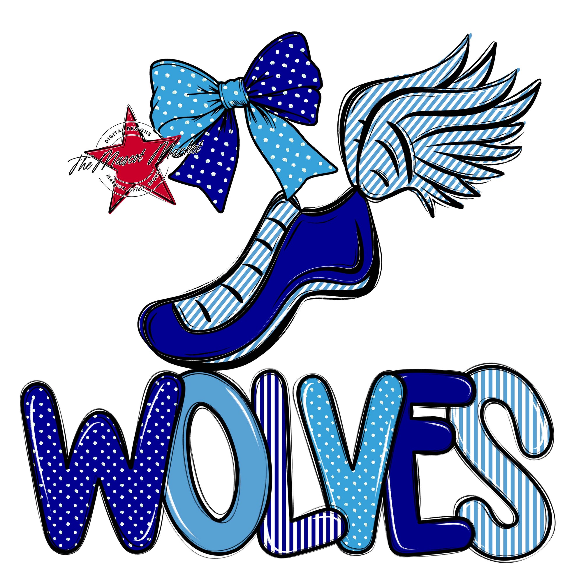 Wolves Track Spirit Design-Blue & Carolina Blue