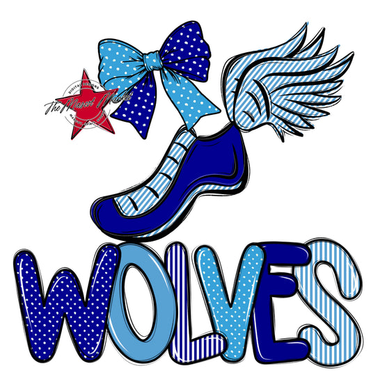Wolves Track Spirit Design-Blue & Carolina Blue