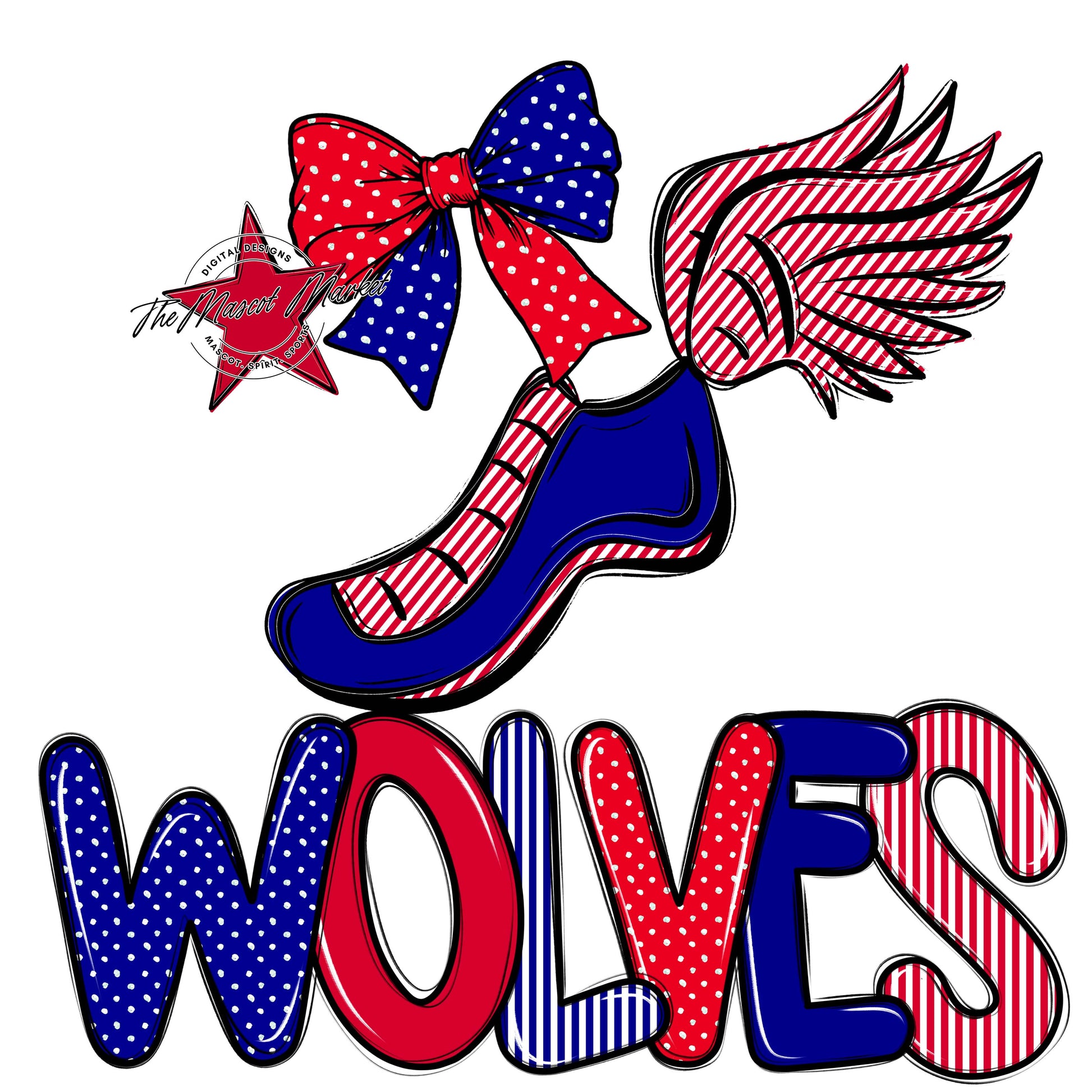 Wolves Track Spirit Design-Blue & Red