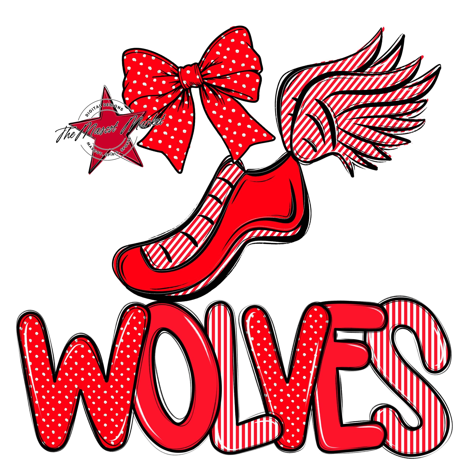 Wolves Track Spirit Design-Bright Red
