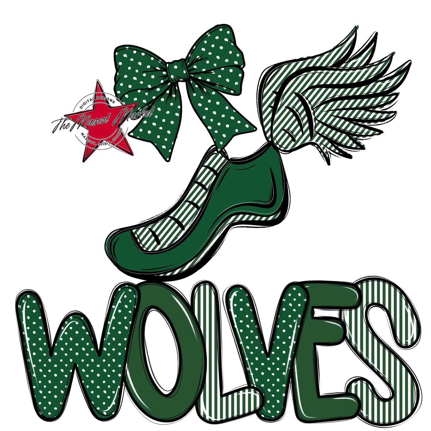Wolves Track Spirit Design-Green