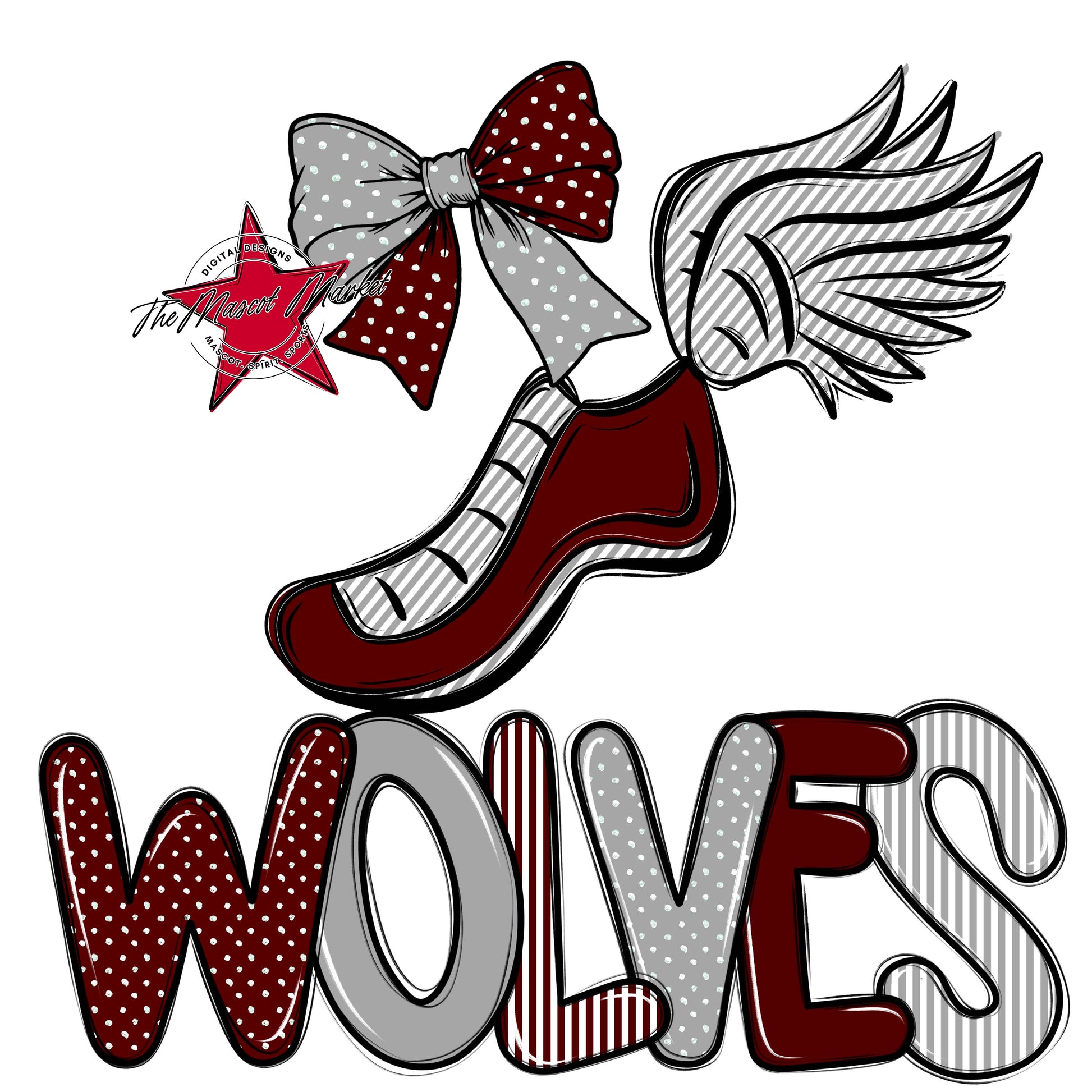 Wolves Track Spirit Design-Maroon & Grey