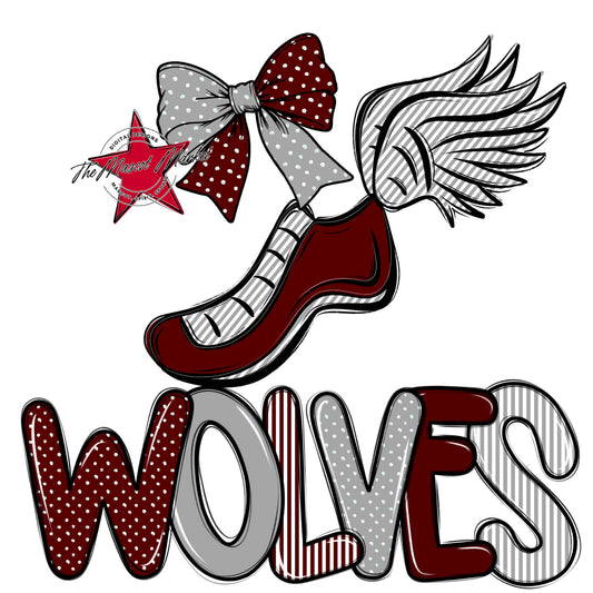 Wolves Track Spirit Design-Maroon & Grey