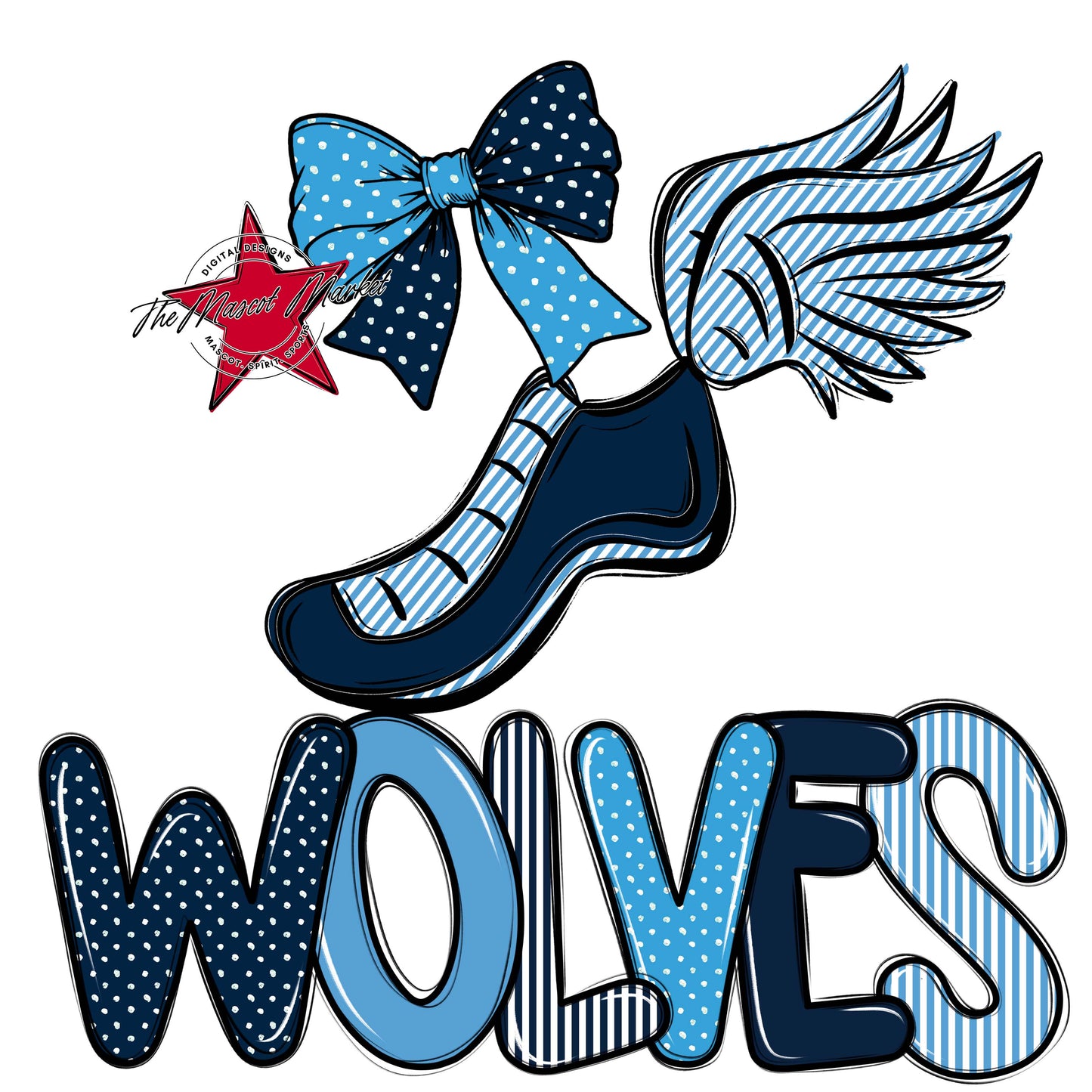 Wolves Track Spirit Design-Navy & Carolina Blue