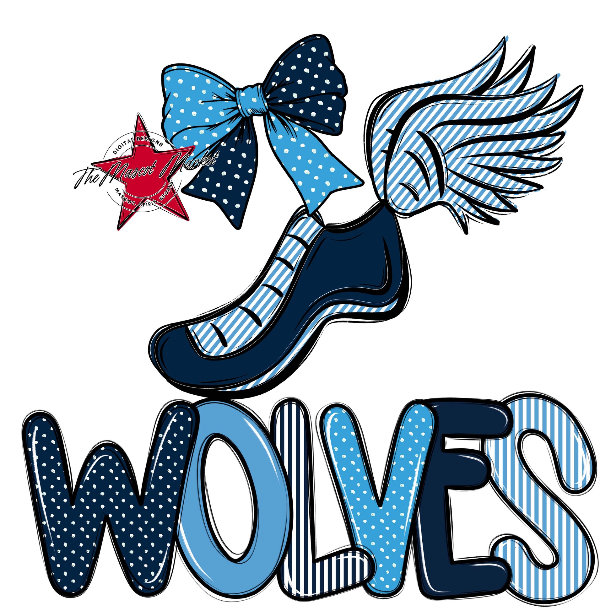 Wolves Track Spirit Design-Navy & Carolina Blue