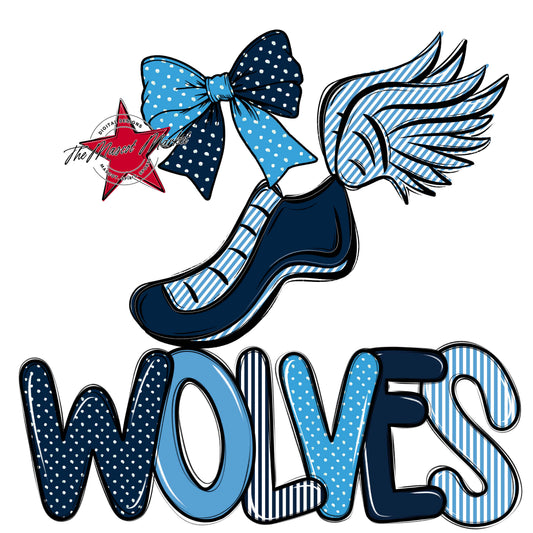 Wolves Track Spirit Design-Navy & Carolina Blue