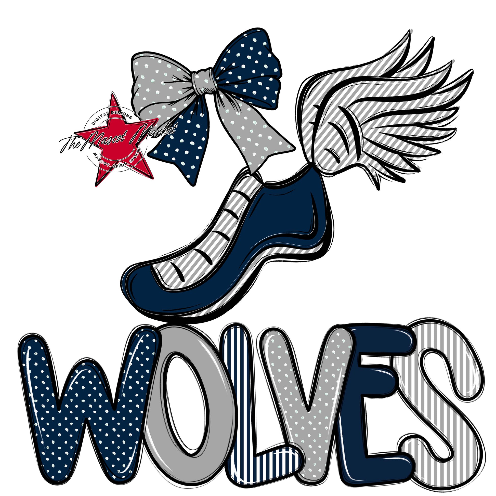 Wolves Track Spirit Design-Navy & Grey