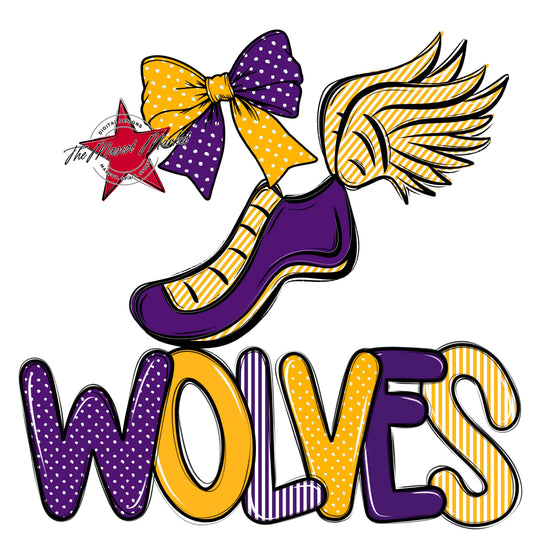 Wolves Track Spirit Design-Purple & Yellow