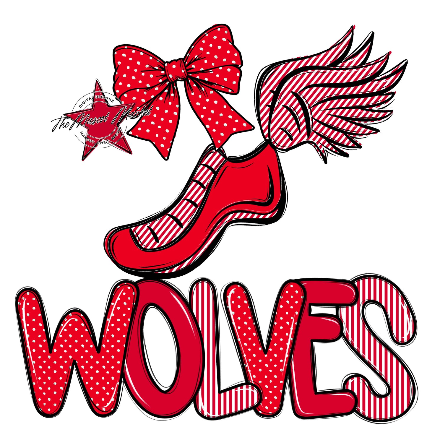 Wolves Track Spirit Design-Red