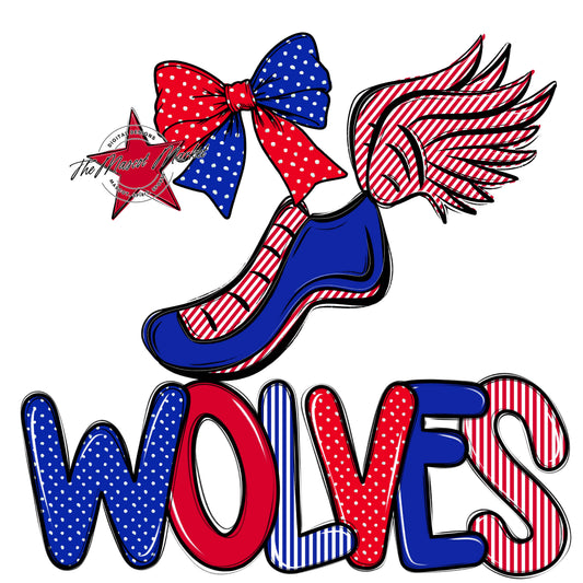 Wolves Track Spirit Design-Royal Blue & Red