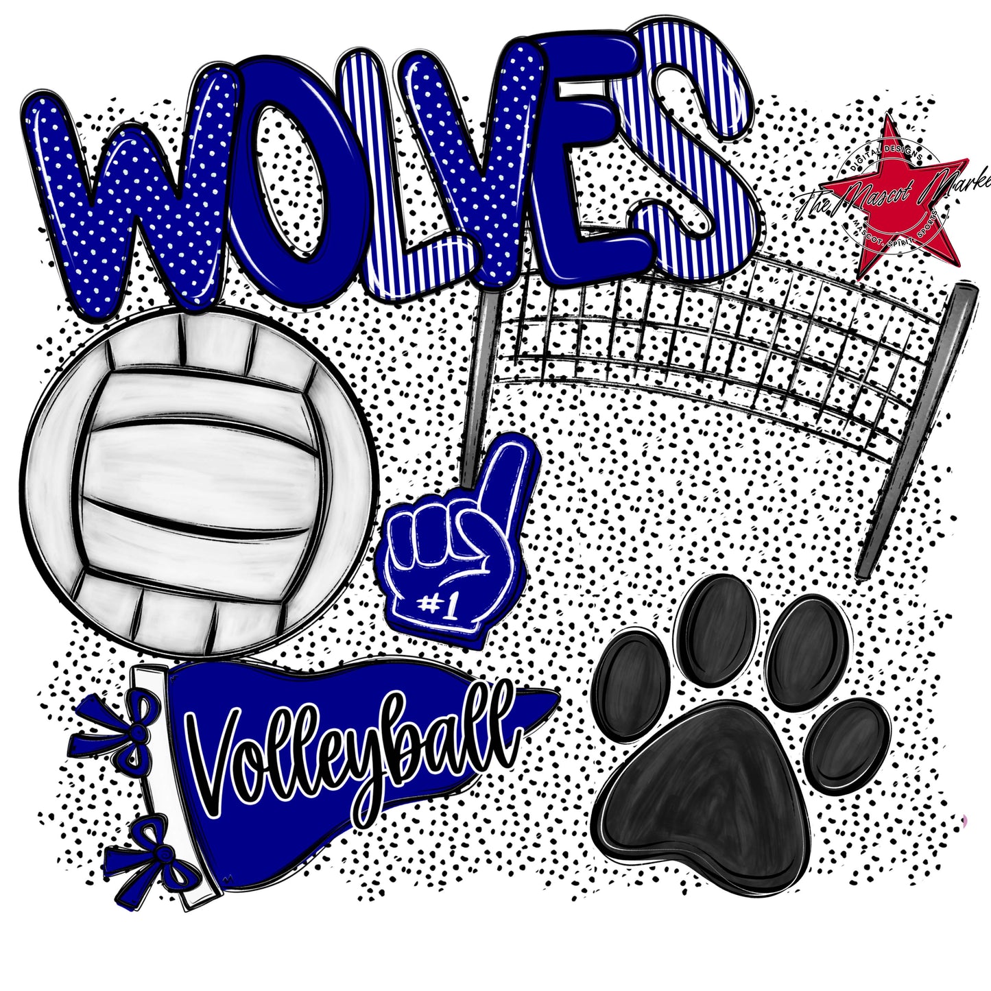 Wolves Volleyball Spirit-Blue
