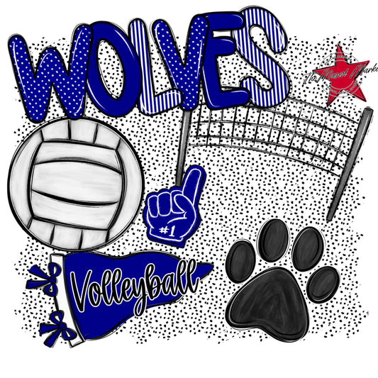 Wolves Volleyball Spirit-Blue
