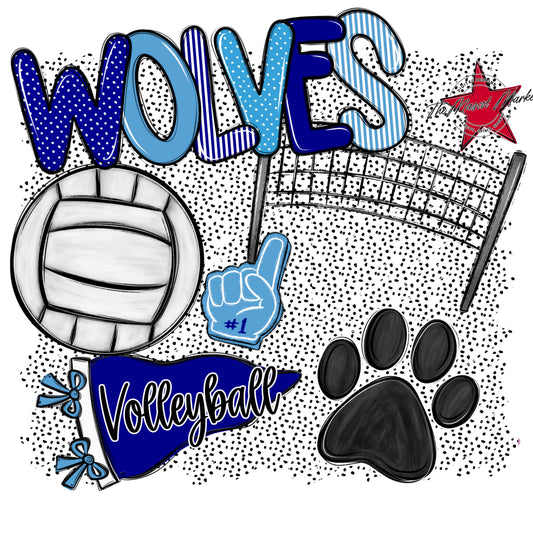 Wolves Volleyball Spirit-Blue & Carolina Blue