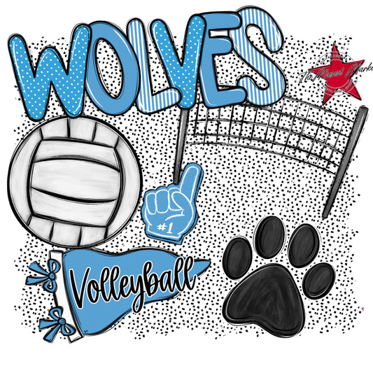 Wolves Volleyball Spirit-Carolina Blue