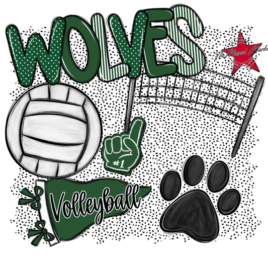 Wolves Volleyball Spirit-Green