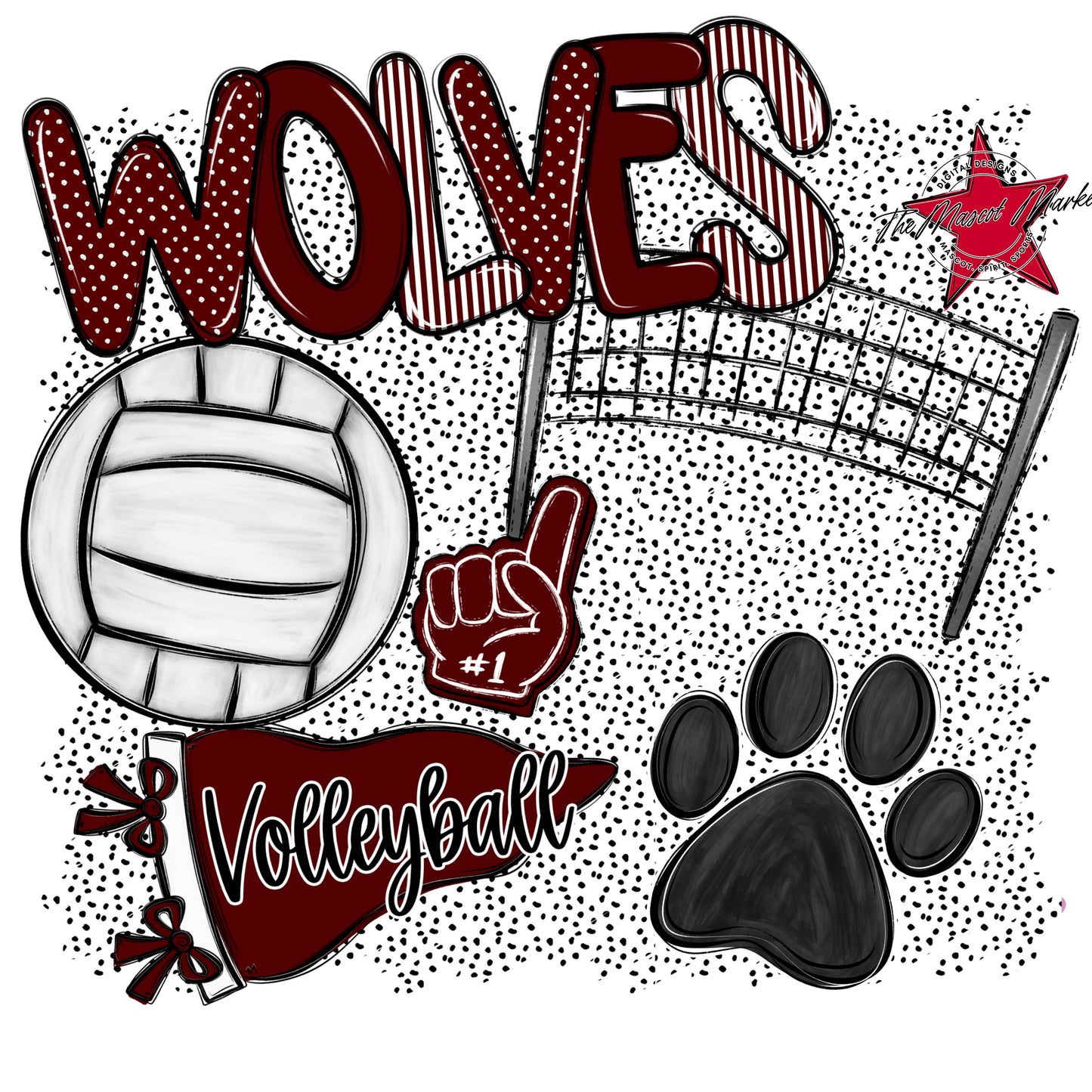 Wolves Volleyball Spirit-Maroon