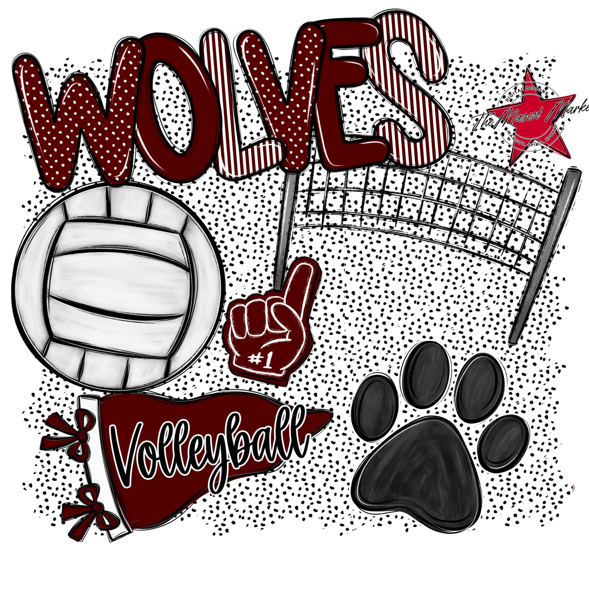Wolves Volleyball Spirit-Maroon