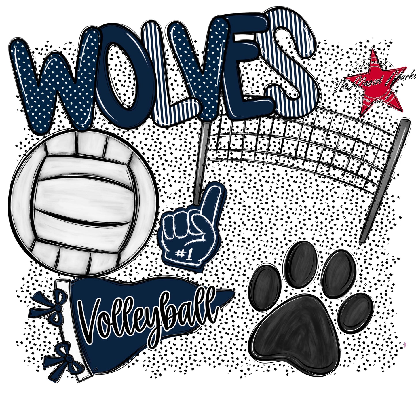 Wolves Volleyball Spirit-Navy