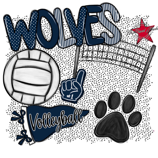 Wolves Volleyball Spirit-Navy