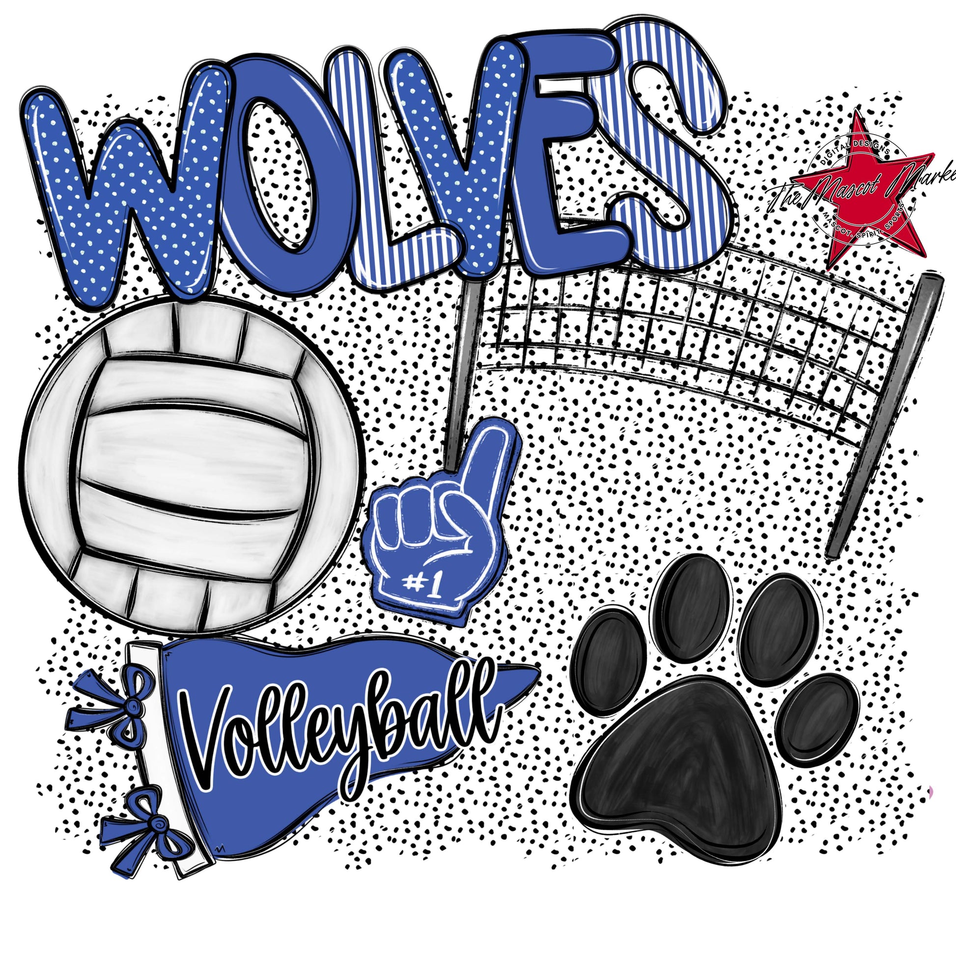 Wolves Volleyball Spirit-Off Blue