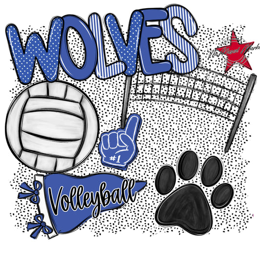 Wolves Volleyball Spirit-Off Blue