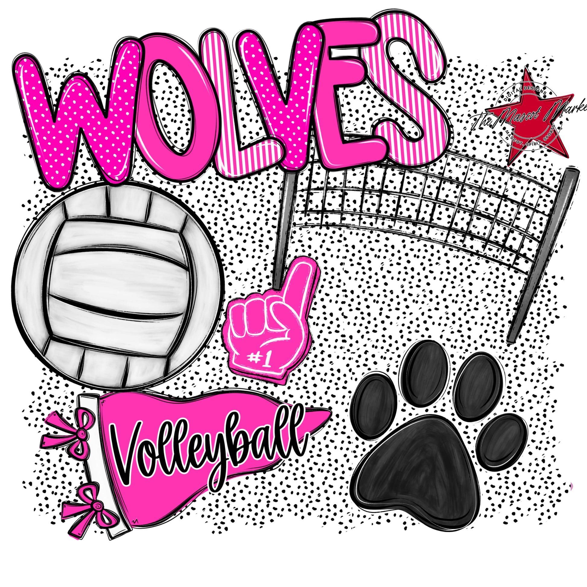 Wolves Volleyball Spirit-Pink
