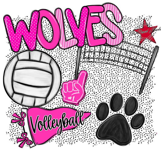 Wolves Volleyball Spirit-Pink